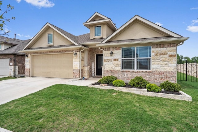 600 Spurlock Way, Liberty Hill, TX 78642 - view of front facade featuring driveway, stone siding, stucco siding, a garage, and roof with shingles