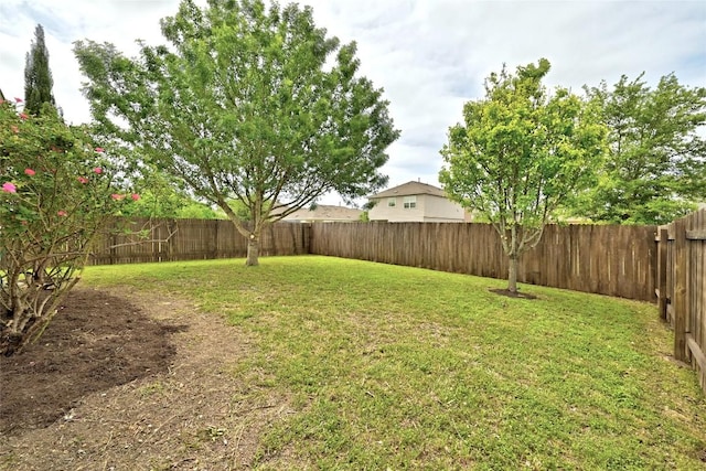 view of yard with a fenced backyard