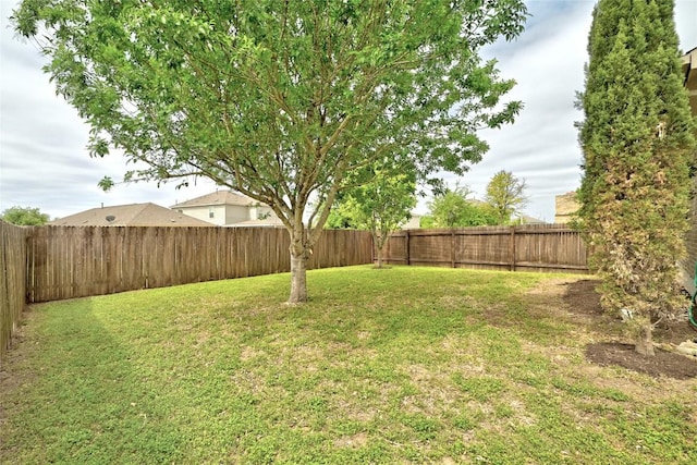 view of yard featuring a fenced backyard