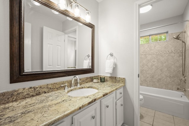 10906 Rickerhill Ct, Austin, TX 78739 - full bath with vanity, toilet, tile patterned flooring, and  shower combination