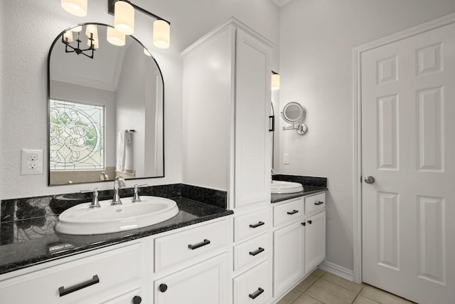10906 Rickerhill Ct, Austin, TX 78739 - bathroom with double vanity and tile patterned floors