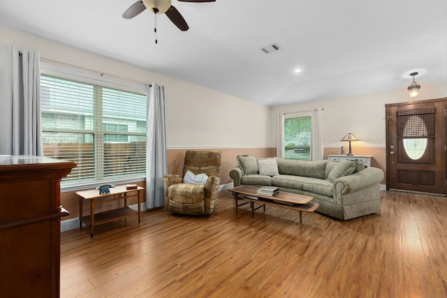 3325 Cantera Way, Round Rock, TX 78681 - living area with a ceiling fan, healthy amount of natural light, and light wood-type flooring