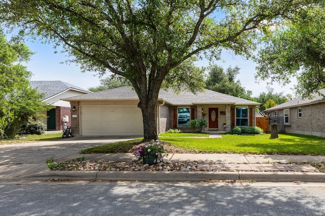 3325 Cantera Way, Round Rock, TX 78681 - ranch-style house featuring a garage, concrete driveway, brick siding, and roof with shingles
