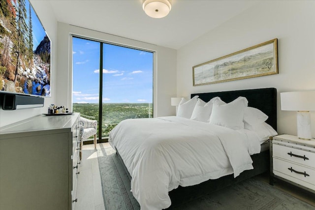 44 E Ave Unit 3906, Austin, TX 78701 - bedroom with wood finished floors and a wall of windows