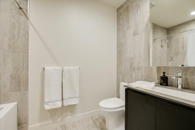 44 E Ave Unit 3906, Austin, TX 78701 - full bath with tile walls, vanity, a shower, and a tub
