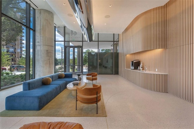 44 E Ave Unit 3906, Austin, TX 78701 - common area featuring expansive windows and a high ceiling