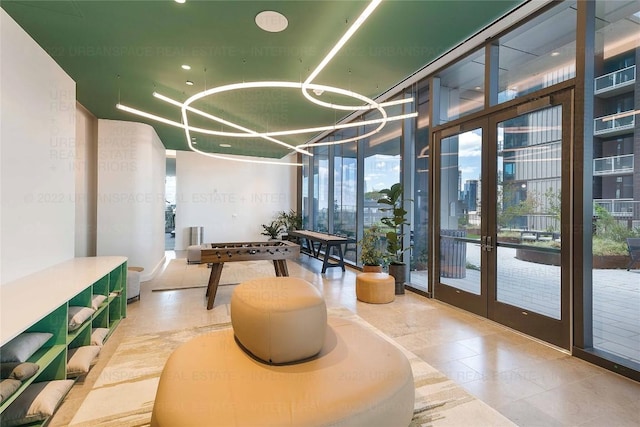 44 E Ave Unit 3906, Austin, TX 78701 - community lobby featuring floor to ceiling windows, a city view, and recessed lighting