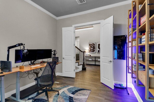 2601 Montebelluna Pl, Leander, TX 78641 - office space with crown molding and wood finished floors