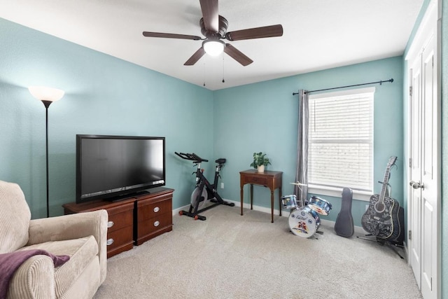 17109 Calipatria Ln, Pflugerville, TX 78660 - sitting room featuring healthy amount of natural light, carpet floors, and ceiling fan