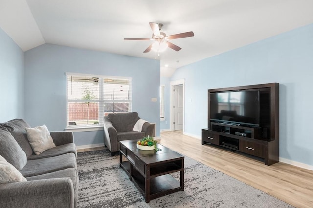 17109 Calipatria Ln, Pflugerville, TX 78660 - living area with lofted ceiling, light wood-type flooring, and a ceiling fan