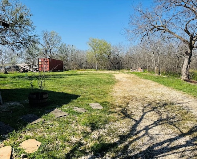 view of yard with an outbuilding