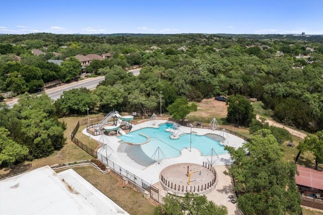 bird's eye view with a forest view