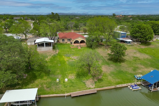 3320 River Oaks Dr, Kingsland, TX 78639 - birds eye view of property with a water view