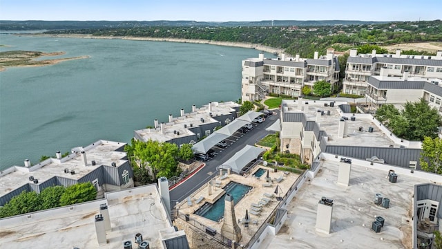 2918 N 620th Rd Unit O282, Austin, TX 78734 - drone / aerial view of a large body of water and a pool area