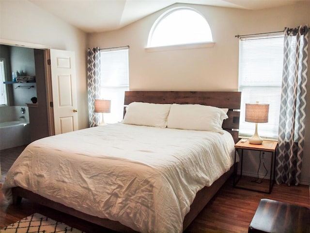 17300 Zola Ln, Round Rock, TX 78664 - bedroom with lofted ceiling and wood finished floors