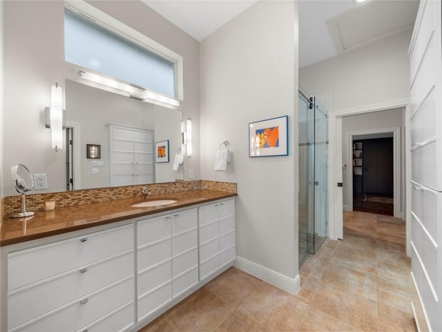 7115 Las Ventanas Dr, Austin, TX 78731 - bathroom featuring a stall shower and vanity