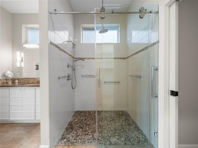 7115 Las Ventanas Dr, Austin, TX 78731 - bathroom with a stall shower and vanity