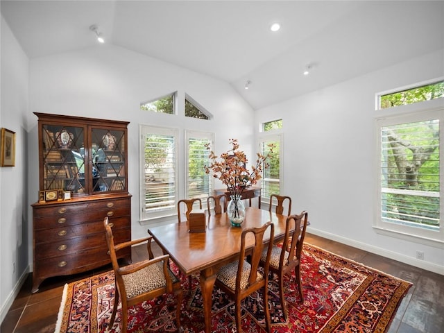 7115 Las Ventanas Dr, Austin, TX 78731 - dining room featuring lofted ceiling and baseboards