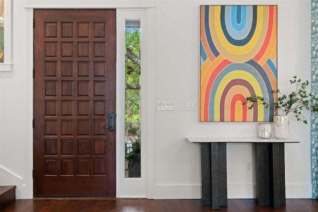 4828 Timberline Dr, Austin, TX 78746 - foyer with hardwood / wood-style floors and baseboards