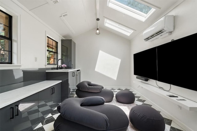 4828 Timberline Dr, Austin, TX 78746 - living area featuring a skylight and a wall mounted air conditioner