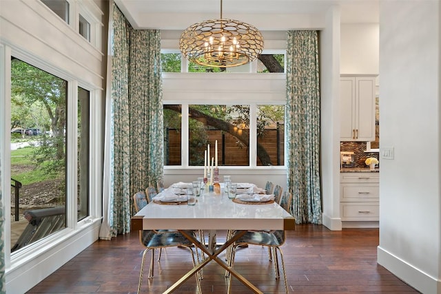 4828 Timberline Dr, Austin, TX 78746 - dining room with a chandelier and dark wood-type flooring