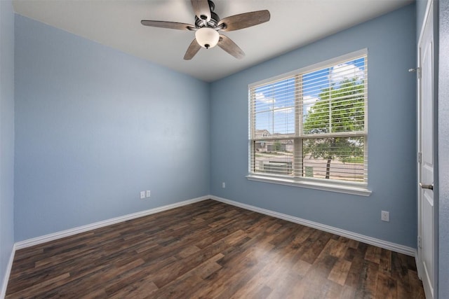 713 Hummingbird Ln, Leander, TX 78641 - spare room featuring dark wood finished floors and a ceiling fan