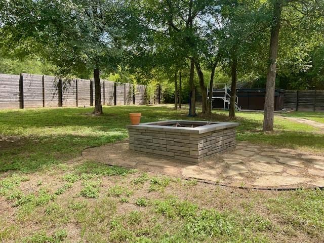 view of yard with a fenced backyard