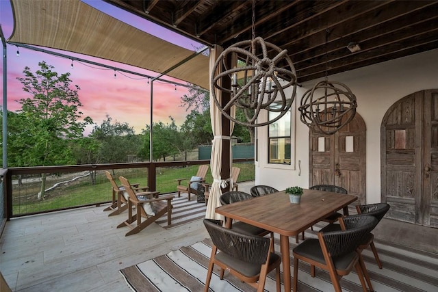 13606 Montview Dr, Austin, TX 78732 - wooden terrace featuring outdoor dining area