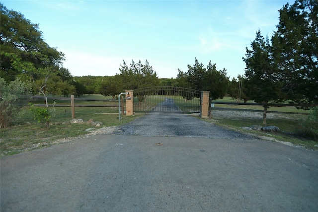 12099 Bonham Ranch Rd, Dripping Springs, TX 78620 - view of asphalt driveway featuring a gate