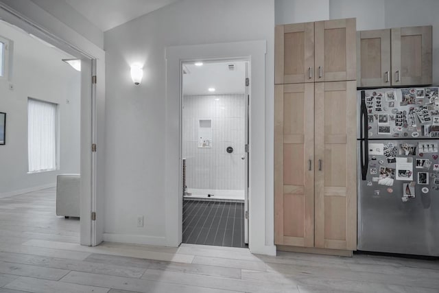 2928 E 13th St Unit B, Austin, TX 78702 - hall with recessed lighting, baseboards, and light wood-type flooring
