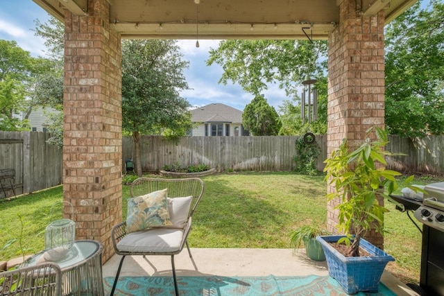 view of patio with area for grilling