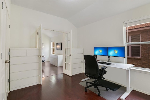 1901 Rachel Ln, Round Rock, TX 78664 - office area with lofted ceiling and wood finished floors