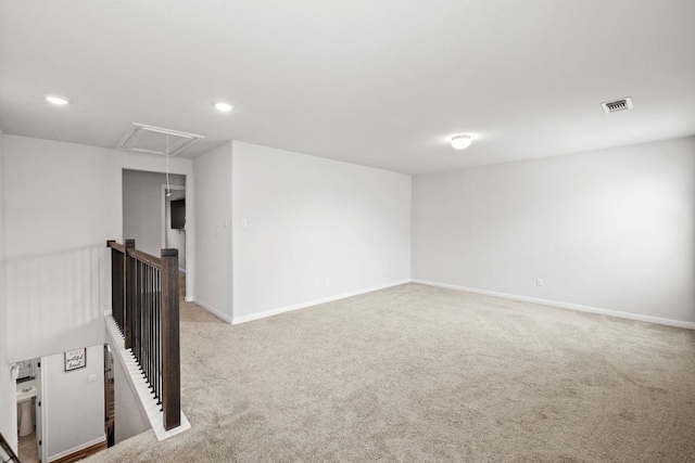 17717 Zinfandel Dr, Pflugerville, TX 78660 - carpeted empty room with attic access, baseboards, visible vents, and recessed lighting