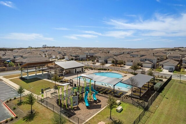 10516 Alemoor Dr, Austin, TX 78747 - aerial perspective of suburban area featuring a pool area