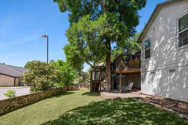 2844 Shoal Crest Ave, Austin, TX 78705 - view of yard featuring a wooden deck and stairway