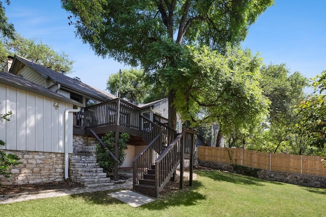 2844 Shoal Crest Ave, Austin, TX 78705 - view of yard featuring fence, stairs, and a deck