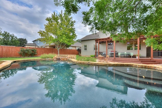 110 Chestnut Ct, Georgetown, TX 78633 - view of pool with a fenced backyard and a wooden deck