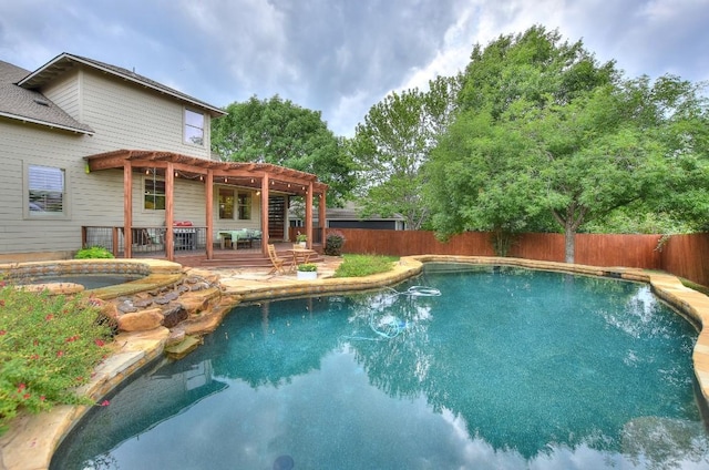 110 Chestnut Ct, Georgetown, TX 78633 - view of pool with a pergola, a fenced backyard, a deck, and a patio area