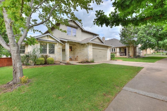 110 Chestnut Ct, Georgetown, TX 78633 - view of front of house with concrete driveway, stone siding, and a garage