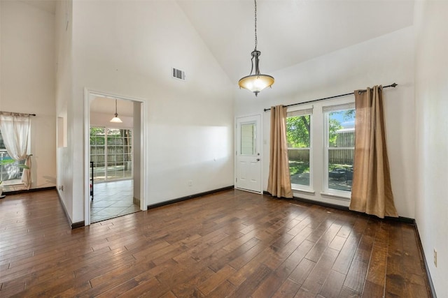3403 NW Blvd, Georgetown, TX 78628 - spare room featuring plenty of natural light, dark wood-style floors, and high vaulted ceiling