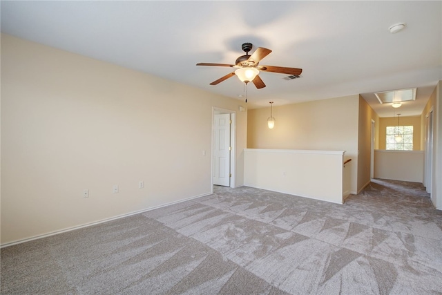 10916 Furrow Hill Dr, Austin, TX 78754 - empty room featuring attic access, light carpet, a ceiling fan, and a smoke detector