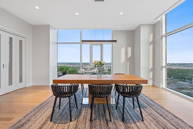 555 E 5th St Unit 2729, Austin, TX 78701 - dining space featuring expansive windows, wood finished floors, baseboards, and recessed lighting