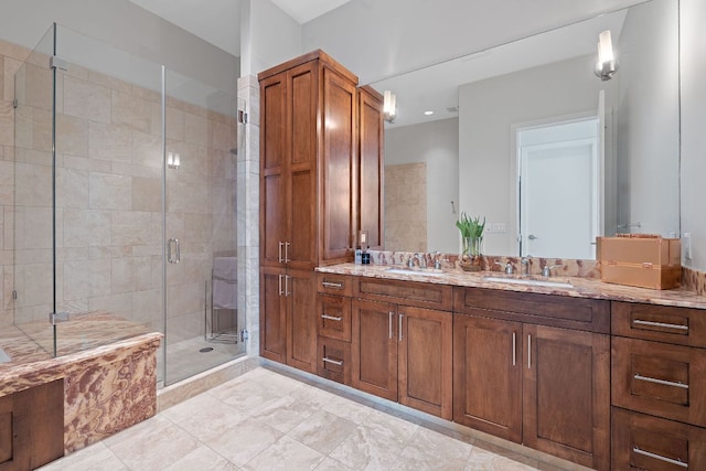 555 E 5th St Unit 2729, Austin, TX 78701 - bathroom with double vanity and a shower stall