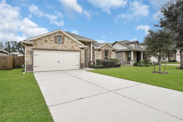 view of front of house featuring a garage, concrete driveway, and stone siding