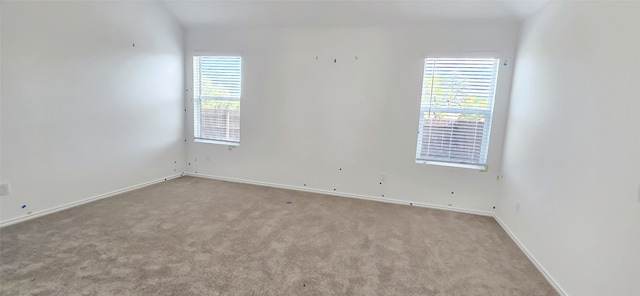 spare room featuring baseboards and carpet flooring