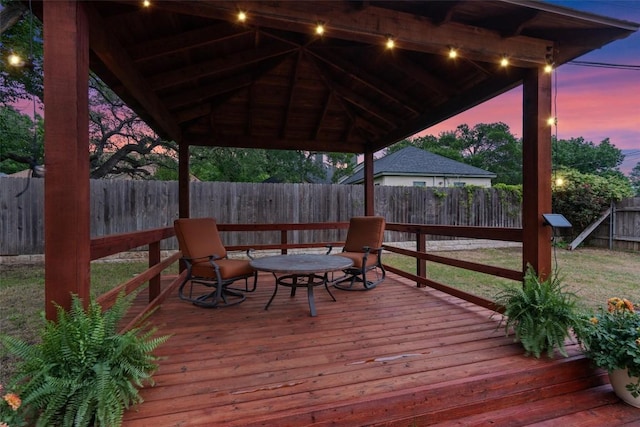 2901 Gabriel View Dr, Georgetown, TX 78628 - wooden deck with a fenced backyard and a gazebo