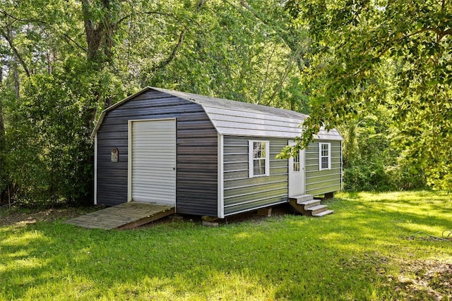 view of shed with entry steps