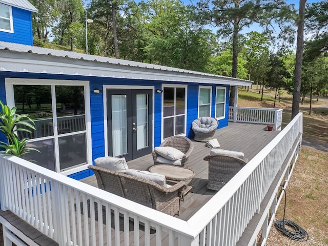129 Valley Spur, Smithville, TX 78957 - wooden terrace with french doors