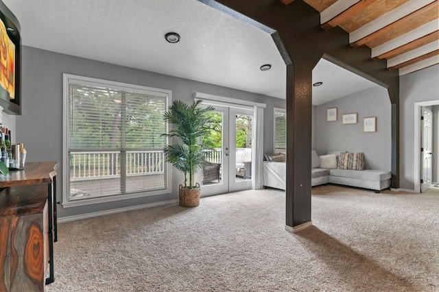 129 Valley Spur, Smithville, TX 78957 - living area featuring french doors and carpet flooring
