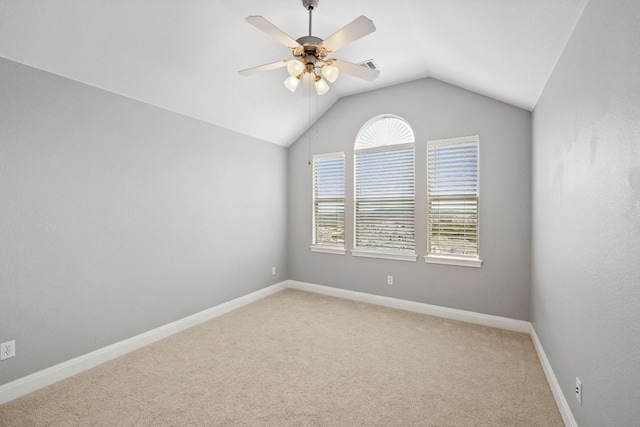 218 Sunrise Ridge Loop, Lakeway, TX 78738 - empty room with a ceiling fan, light carpet, and lofted ceiling